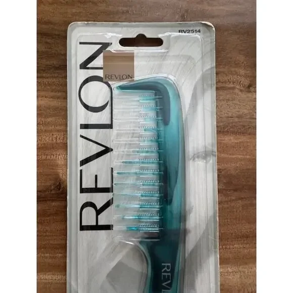 Vintage Revlon Style Lifter Comb RV2514 Wide Tooth Pick Teal Marble Swirl 8" NEW - Picture 4 of 4